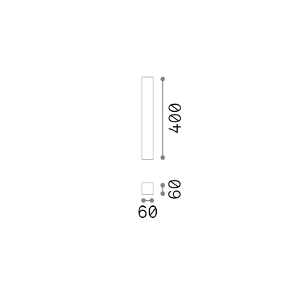 Plafonieră Look PL1 pătrat D60 H400, alamă – desen tehnic cu dimensiuni