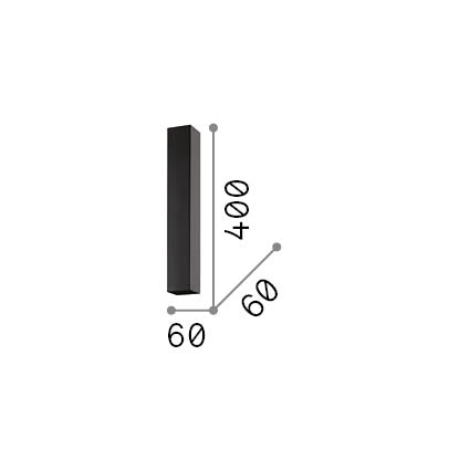 Plafonieră Look PL1 pătrat D60 H400, alb – desen tehnic cu dimensiuni
