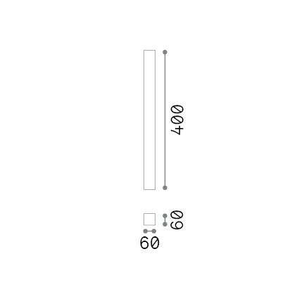 Plafonieră Look PL1 pătrat D60 H750, alamă – desen tehnic cu dimensiuni