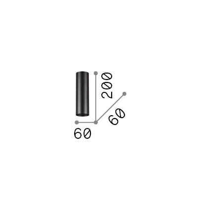 Plafonieră Look PL1 rotund D60 H200, alb – desen tehnic cu dimensiuni
