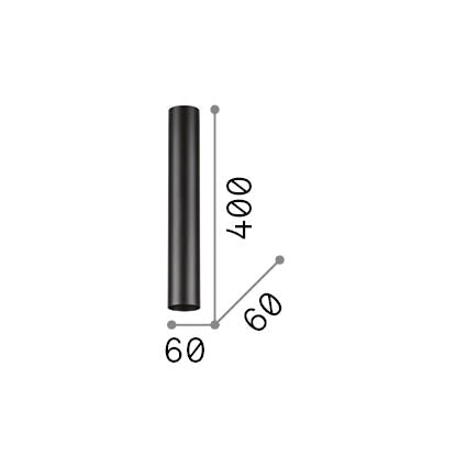 Plafonieră Look PL1 rotund D60 H400, negru – desen tehnic cu dimensiuni