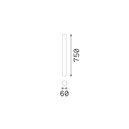Plafonieră Look PL1 rotund D60 H750, alamă – desen tehnic cu dimensiuni