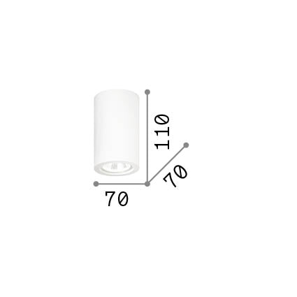 Plafonieră Look PL1 rotund D70 H110, ghips – desen tehnic cu dimensiuni