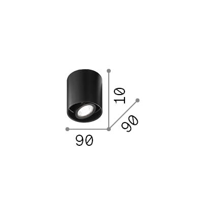 Plafonieră Mood PL1 D09 rotund, alb – desen tehnic cu dimensiuni