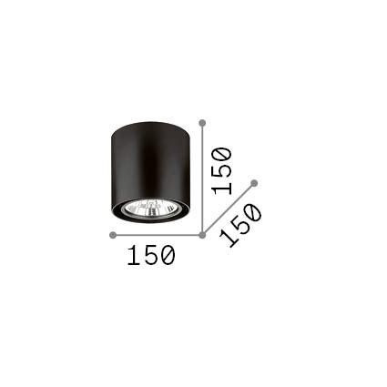 Plafonieră Mood PL1 D15 rotund, negru – desen tehnic cu dimensiuni