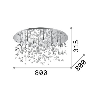 Plafonieră Neve PL15 – desen tehnic cu dimensiuni