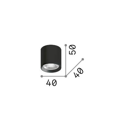 Plafonieră Nitro PL D04 rotund 2700K, negru – desen tehnic cu dimensiuni