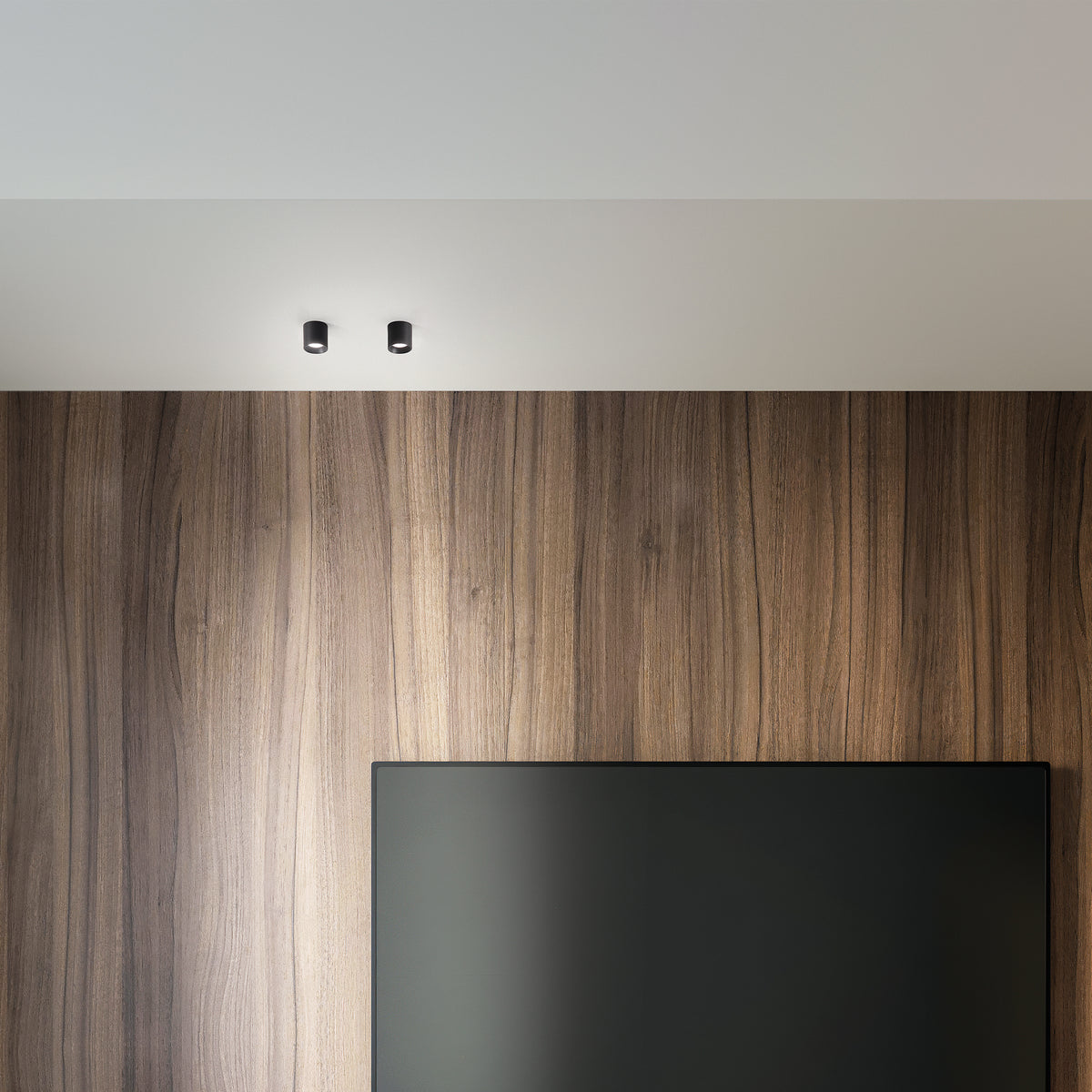 Plafonieră Nitro PL D04 rotund 3000K, negru – ambient