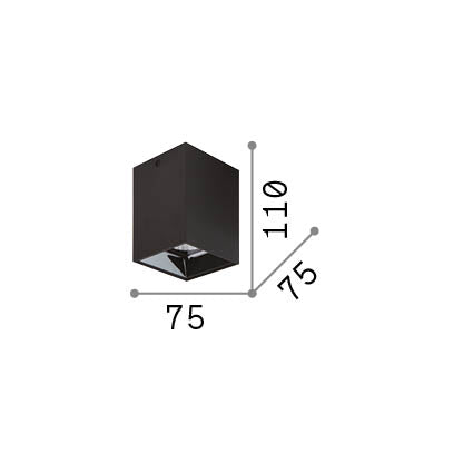 Plafonieră Nitro PL D07 pătrat 3000K, alb – desen tehnic cu dimensiuni
