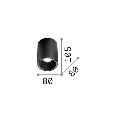 Plafonieră Nitro PL D08 rotund 3000K, alb – desen tehnic cu dimensiuni