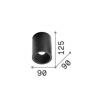 Plafonieră Nitro PL D09 rotund 3000K, alb – desen tehnic cu dimensiuni