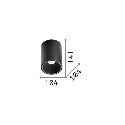 Plafonieră Nitro PL D10 rotund 3000K, negru – desen tehnic cu dimensiuni
