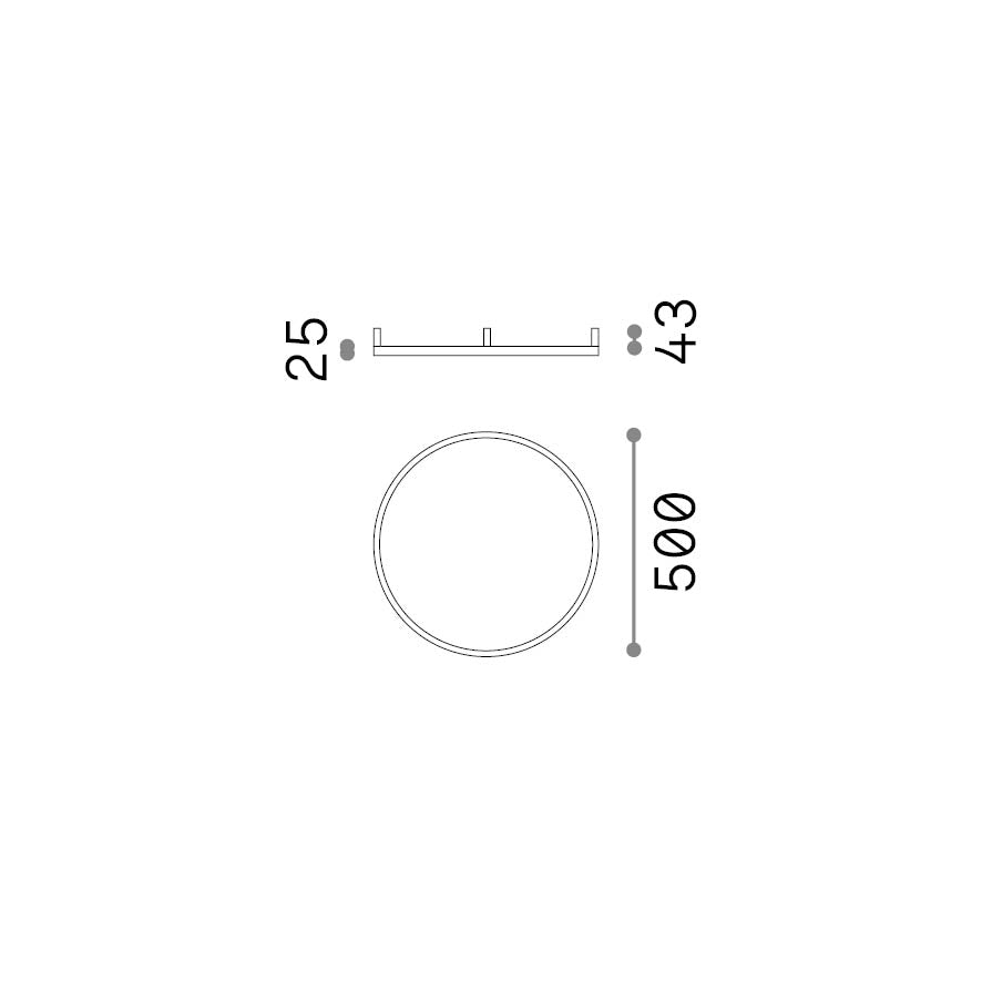 Plafonieră Oracle Slim PL D050 rotund 3000K On-Off, alamă – desen tehnic cu dimensiuni