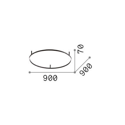 Plafonieră Oracle Slim PL D090 rotund 4000K On-Off, alb – desen tehnic cu dimensiuni