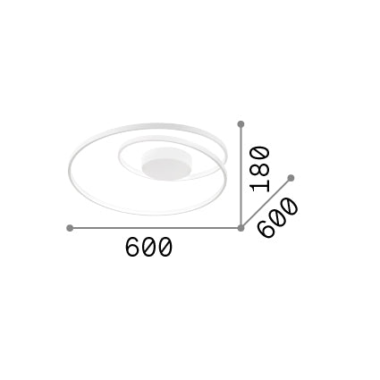 Plafonieră Oz PL D060 DALI 3000K, negru – desen tehnic cu dimensiuni