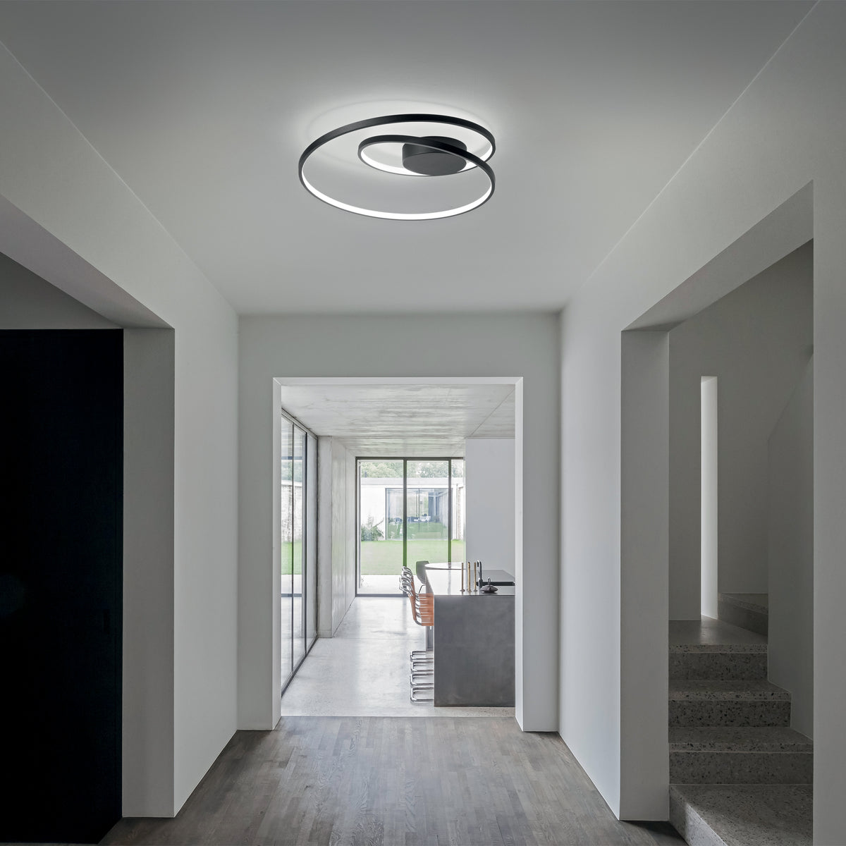 Plafonieră Oz PL D060 On-Off 3000K, negru – ambient