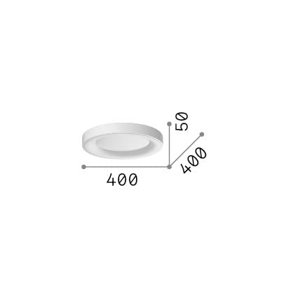 Plafonieră Planet PL D40, alb – desen tehnic cu dimensiuni