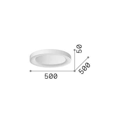 Plafonieră Planet PL D50, alb – desen tehnic cu dimensiuni