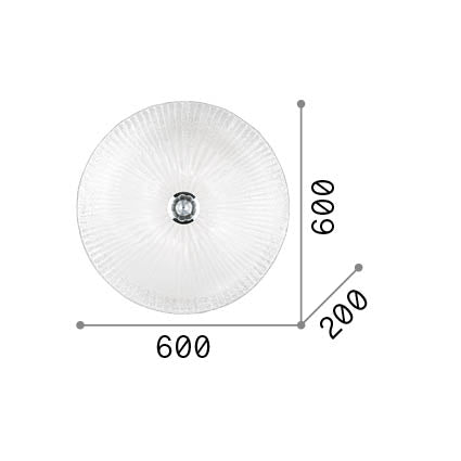 Plafonieră Shell PL6, transparent – desen tehnic cu dimensiuni