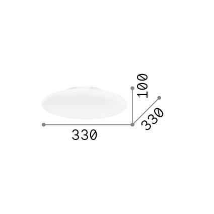 Plafonieră Smarties PL1 D33 – desen tehnic cu dimensiuni