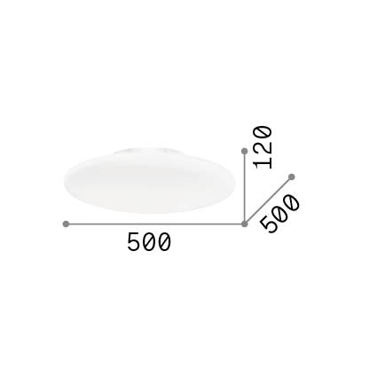Plafonieră Smarties PL3 D50 – desen tehnic cu dimensiuni