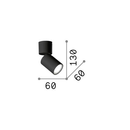 Plafonieră Toby PL1, negru – desen tehnic cu dimensiuni