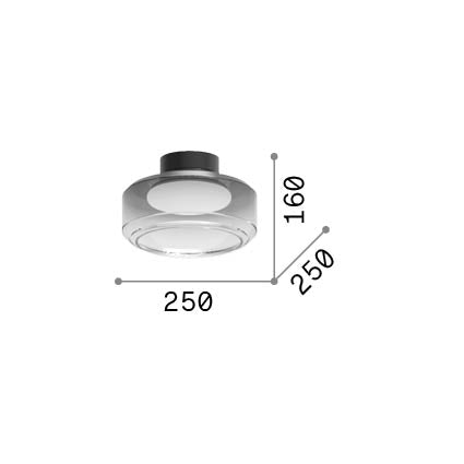 Plafonieră Topico PL D25 – desen tehnic cu dimensiuni