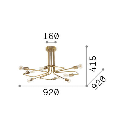Plafonieră Triumph PL8 – desen tehnic cu dimensiuni