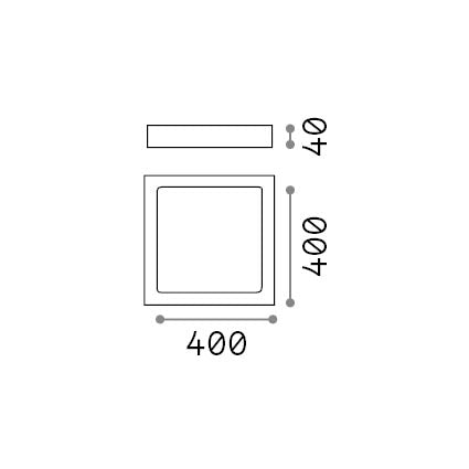 Plafonieră Universal PL D40 pătrată 3000K – desen tehnic cu dimensiuni