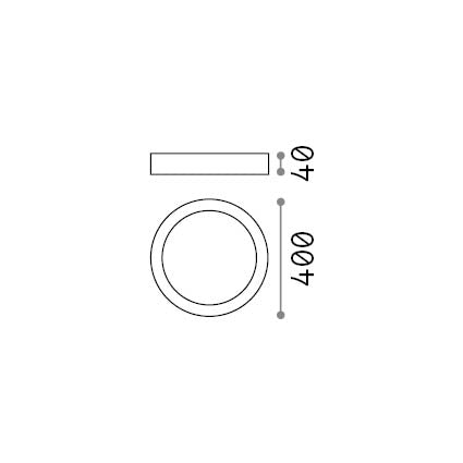 Plafonieră Universal PL D40 rotundă 3000K – desen tehnic cu dimensiuni