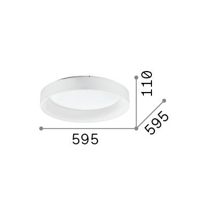 Plafonieră Ziggy PL D060, alb – desen tehnic cu dimensiuni