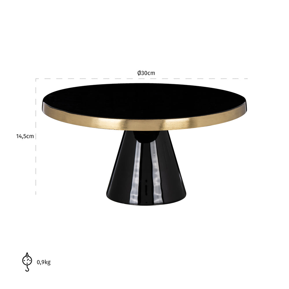 Platou pentru prăjituri Elena, negru/auriu – desen tehnic cu dimensiuni