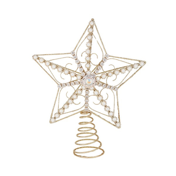 Varf de brad steluta din colectia jewel, auriu 31cm