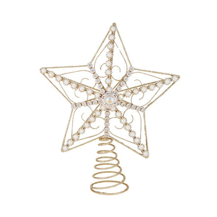Varf de brad steluta din colectia jewel, auriu 31cm