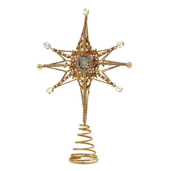 Varf de brad steaua nordului colectia jewel auriu 34cm