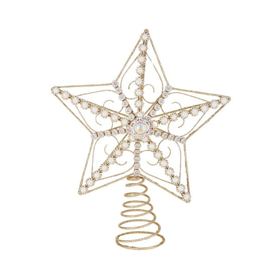 Varf de brad steluta din colectia jewel, auriu 31cm
