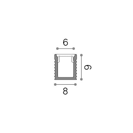 Profil liniar Slot aparent D08XD09 2000 mm, alb – desen tehnic cu dimensiuni