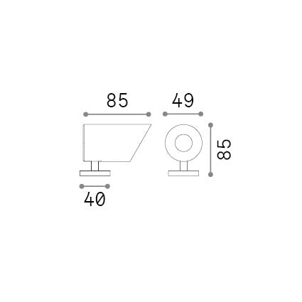 Proiector de exterior Koala PR 7W cu bază – desen tehnic cu dimensiuni