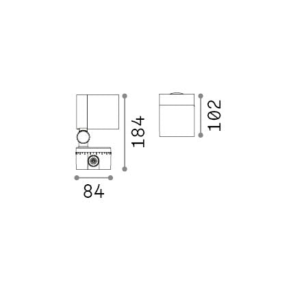 Proiector de exterior O-Zone PR mic – desen tehnic cu dimensiuni