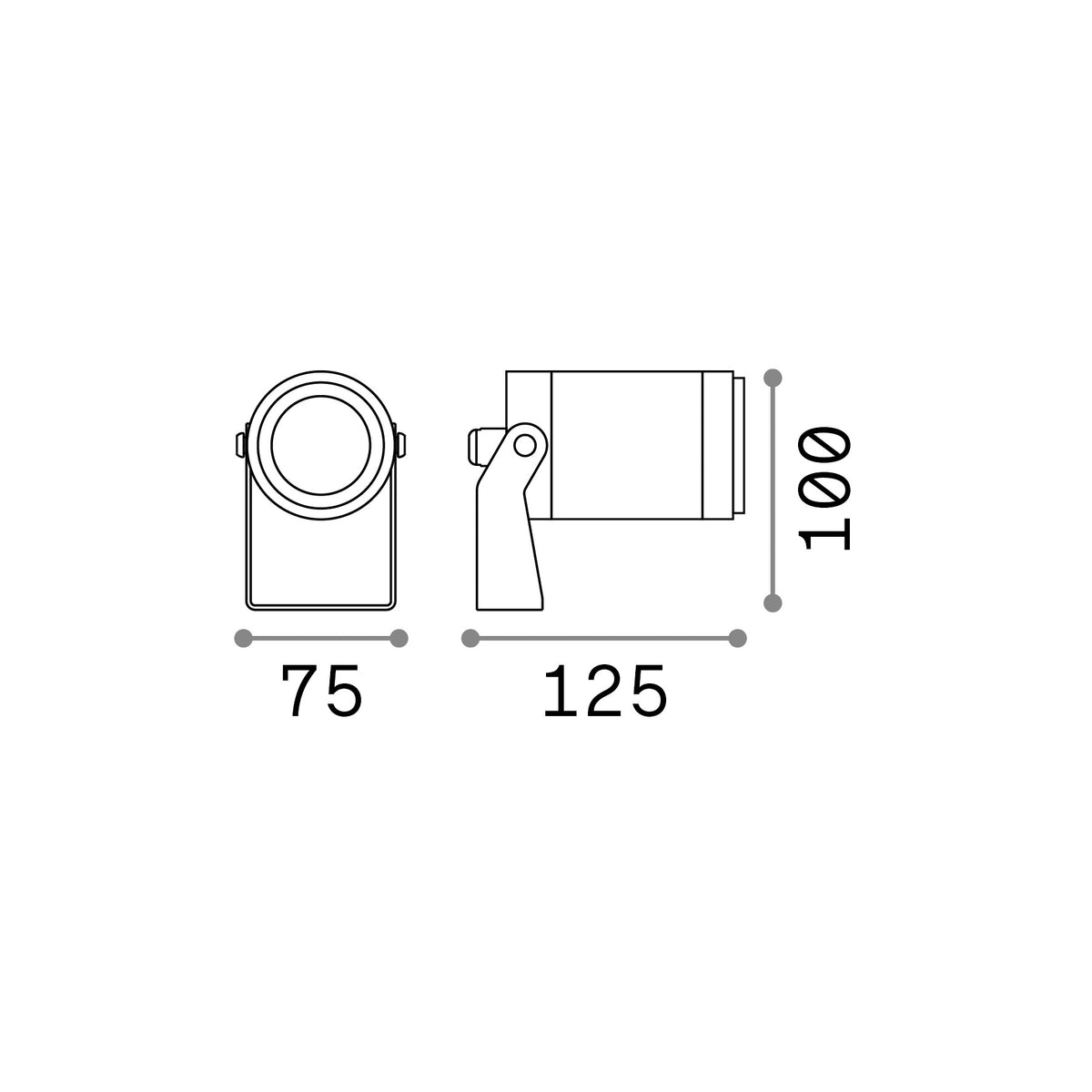 Proiector de exterior Starlight PR 10W 4000K – desen tehnic cu dimensiuni