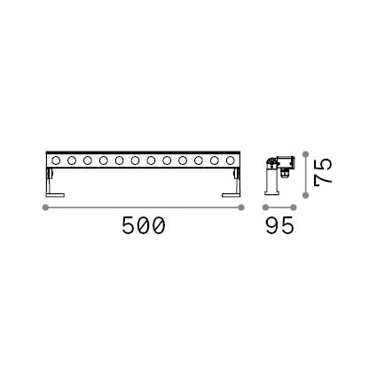 Proiector de exterior Thor PR D050 – desen tehnic cu dimensiuni