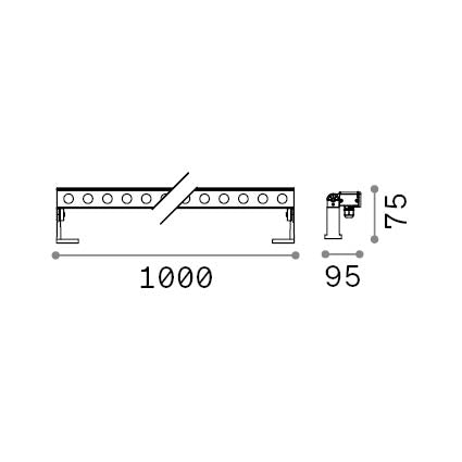 Proiector de exterior Thor PR D100 – desen tehnic cu dimensiuni