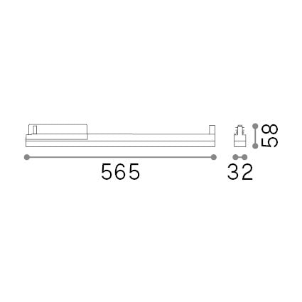 Proiector liniar pe șină Display fascicul larg D0565 On-Off 3000K, negru – desen tehnic cu dimensiuni