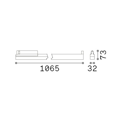 Proiector liniar pe șină Display UGR D1065 DALI 4000K, negru – desen tehnic cu dimensiuni