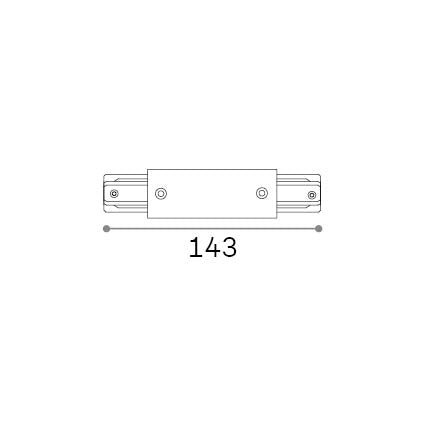 Racord de alimentare centrală monofazat Link aparent, negru – desen tehnic cu dimensiuni