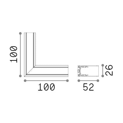 Racord Ego High în L 1-10V/DALI, negru – desen tehnic cu dimensiuni