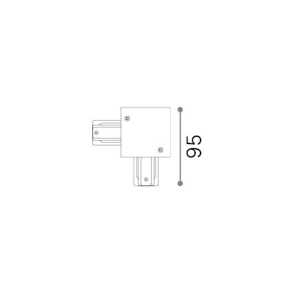 Racord în L monofazat Link încastrat, negru – desen tehnic cu dimensiuni