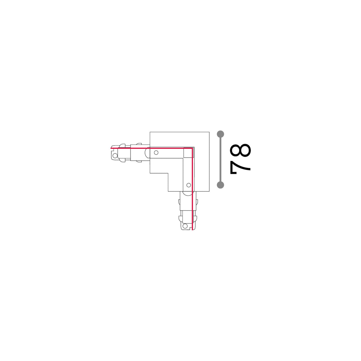 Racord în L trifazat Link cu ramă extern 1-10V/DALI, negru – desen tehnic cu dimensiuni