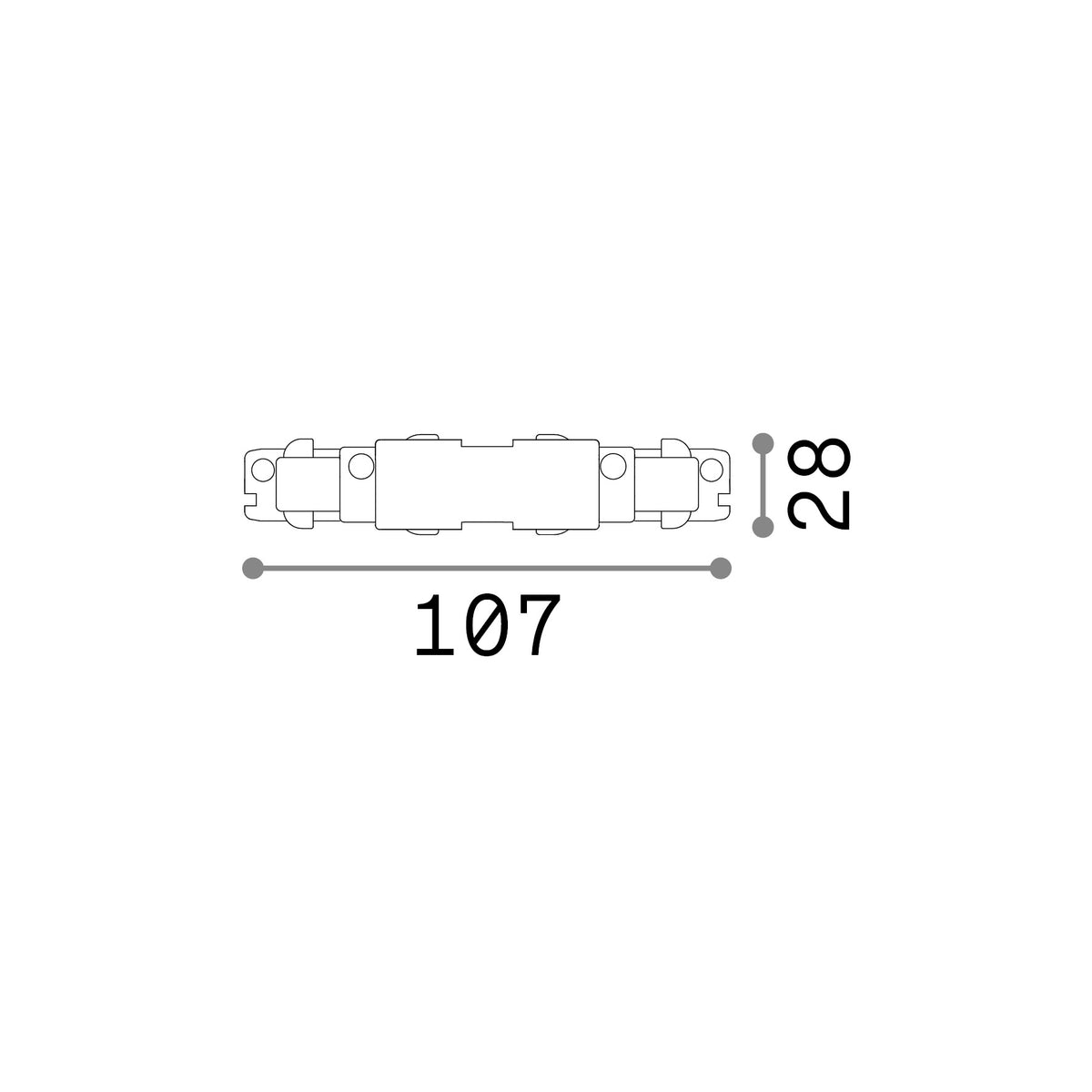 Racord liniar trifazat Link 1-10V/DALI, negru – desen tehnic cu dimensiuni