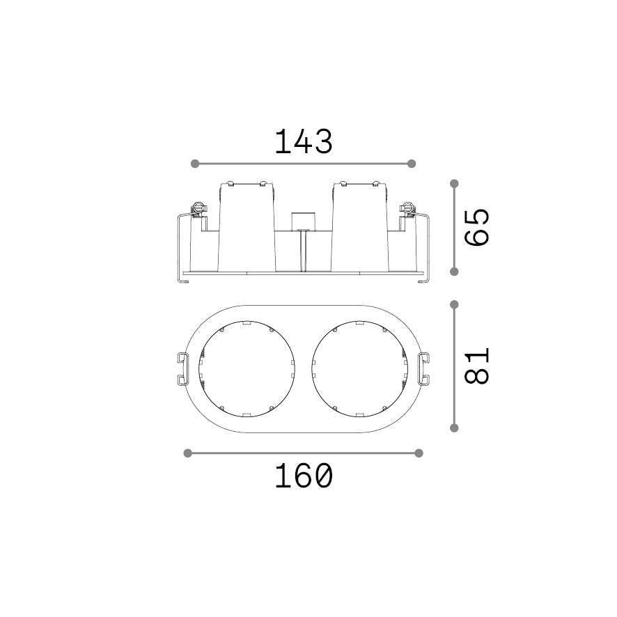Ramă Beyond cu margine dublă 10W, negru – desen tehnic cu dimensiuni